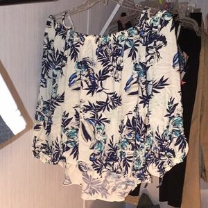 White off the shoulder top with blue details